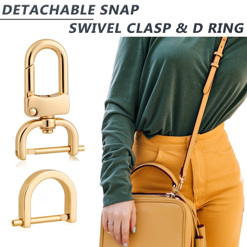 MELORDY 4pcs Detachable Snap Hook Swivel Clasp with 4pcs D-Rings Screw in Shackle for DIY Purse Strap Replacement (Gold,3/4 inch) - Image 5